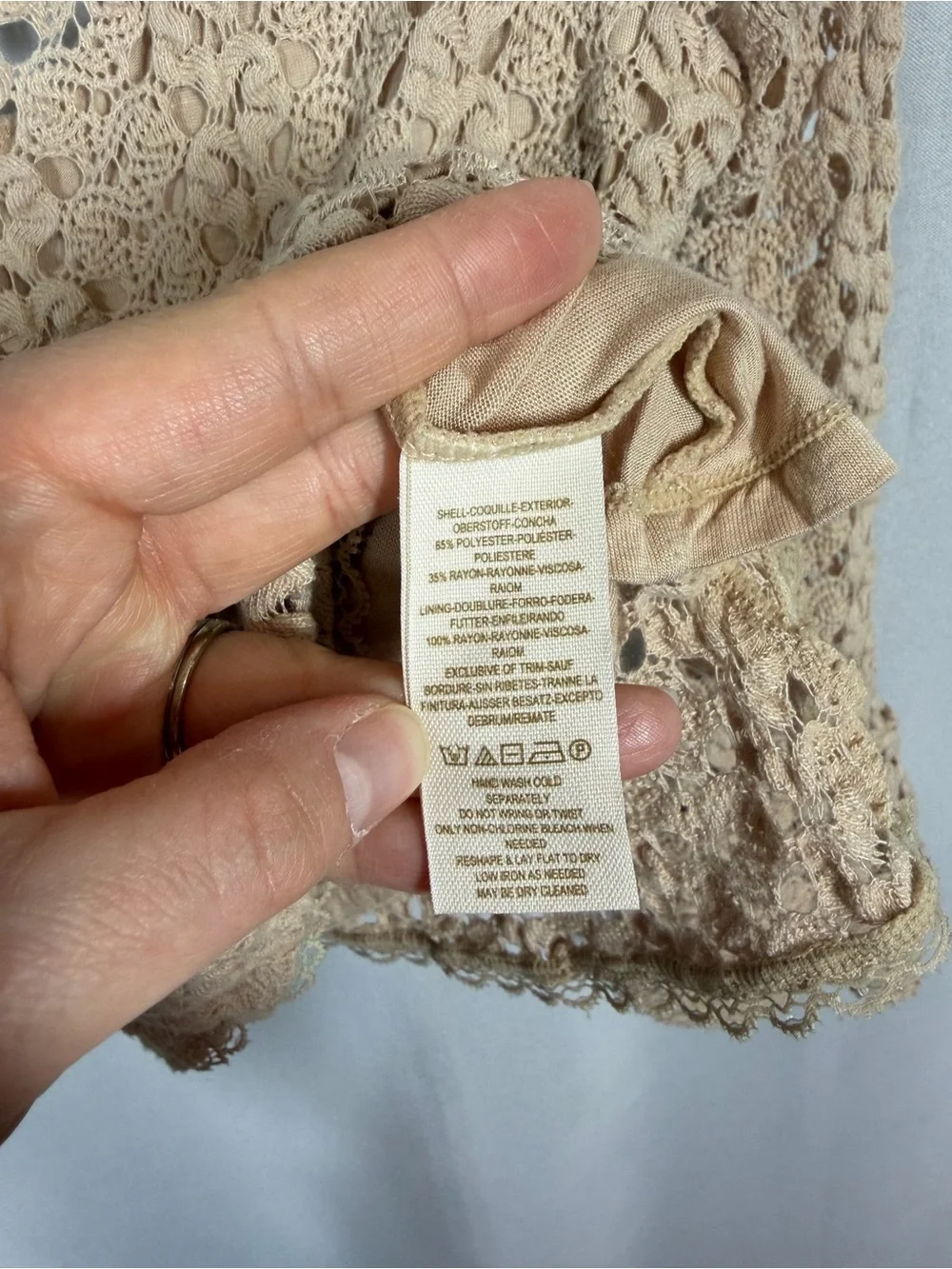 Free People | Rochelle Gypsy Crochet Cream Beige Top Women's Size Medium